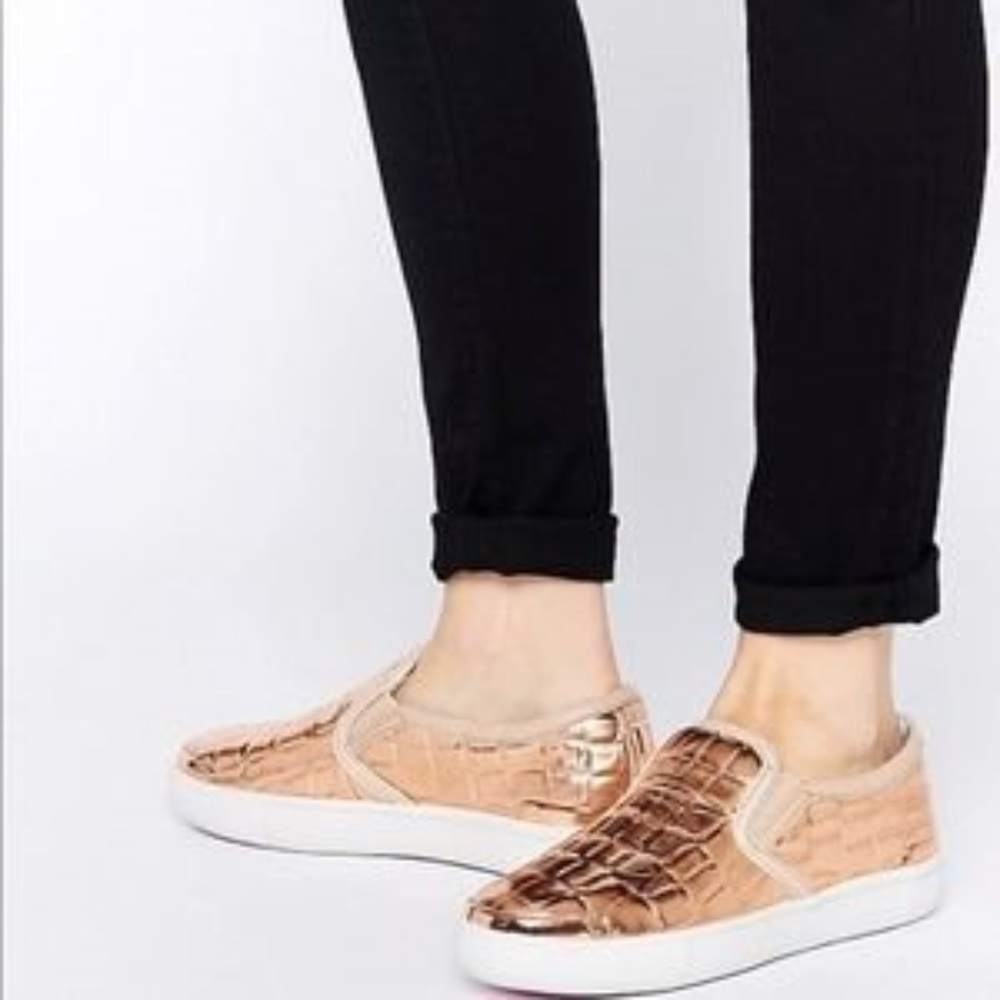 Ted Baker Rose Gold Metallic Leather Slip On